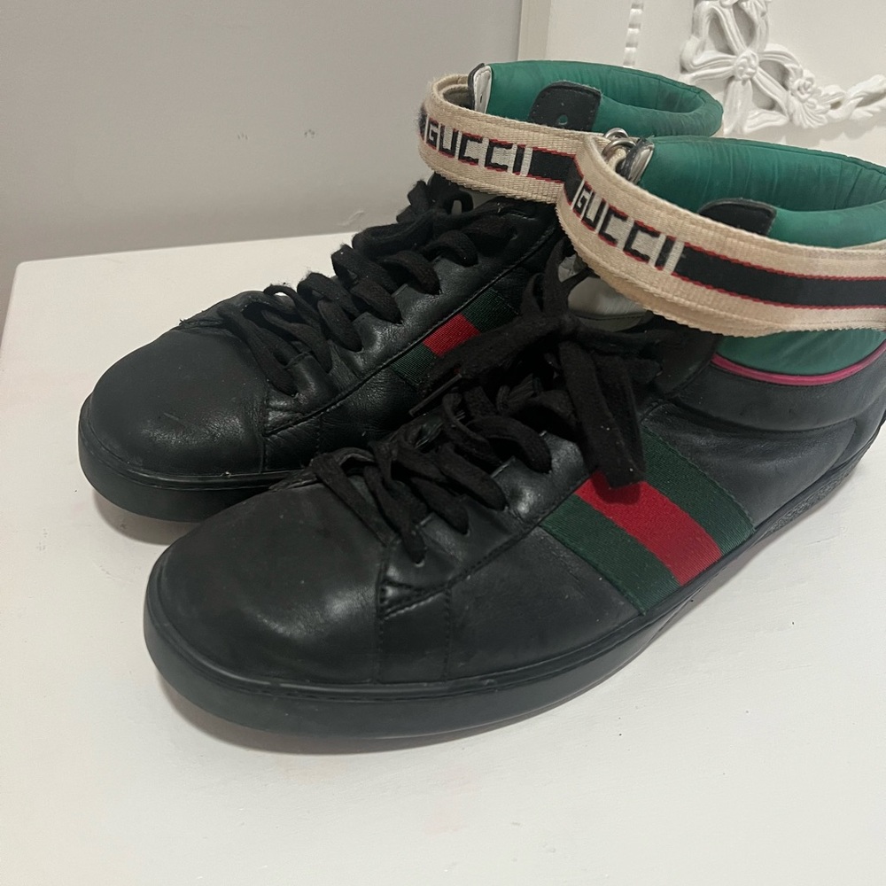 Gucci Black and Green High-Top Sneakers
